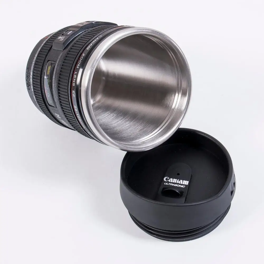 Creative 400mL liner Camera Lens Shaped Stainless Steel Water Cup Coffee Tea Thermos Mug Creative Cups And Mugs With Lid