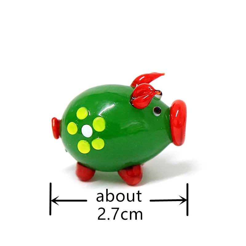 Handmade Colorful Miniature Glass Pig Figurine Cute Pet Animal Craft Ornament for Home Tabletop Decor Collection New Year Gifts
