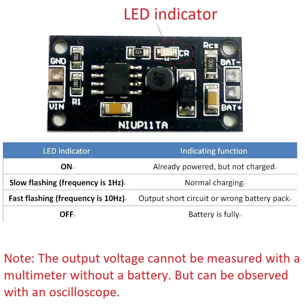 NIUP11TA Battery Charger Charging Module Input DC 5V Board 1-8Cell 1.2V-9.6V NiMH NiCd Rechargeable