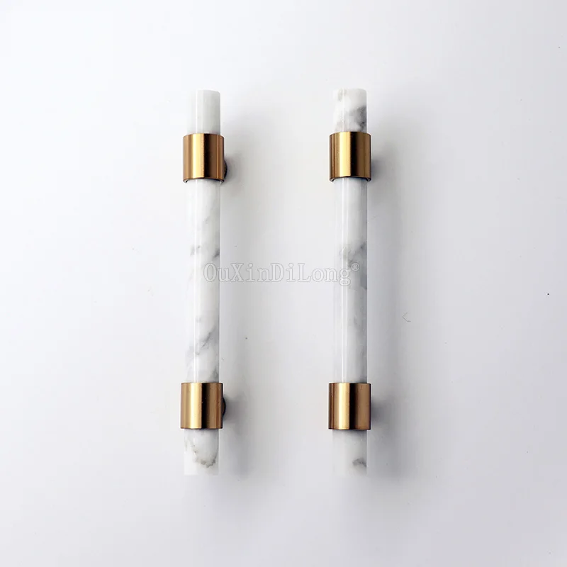 

2PCS Nordic Natural Stone + Brass Knobs T Bar Handles Drawer Pulls Kitchen Cabinet Knobs and Handles Furniture Hardware GF143