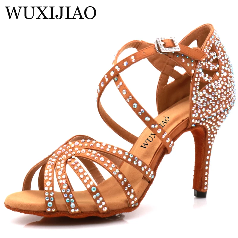 WUXIJIAO Scarpe Jazz Scarpe da ballo latino scarpe casual da ragazza salsa latina femminile scarpe in pelle bronzo argento