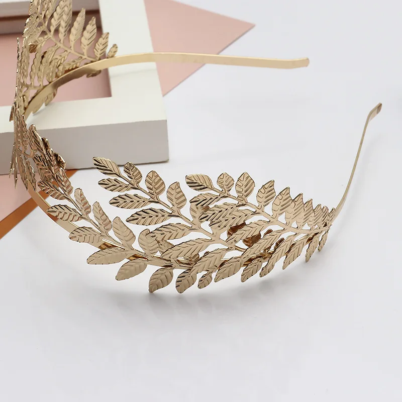 New plant leaf crown bridal headband headdress and crown elegant golden headband alloy wedding hair accessories fashion jewelry