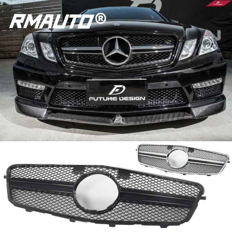 RMAUTO AMG Style Car Front Bumper Grille Racing Grill Chrome Black For Mercedes Benz W212 E250 E550 E350 2010-2013 Body Styling