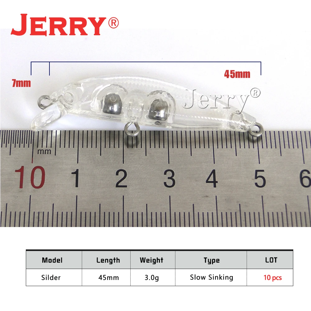 Jerry Silder 10pcs Ultraleve Pesca Hard Bait Em Branco Corpo DIY Plástico Sem Pintado Iscas Duro Afundamento Lento Minnow Crank Wobbler