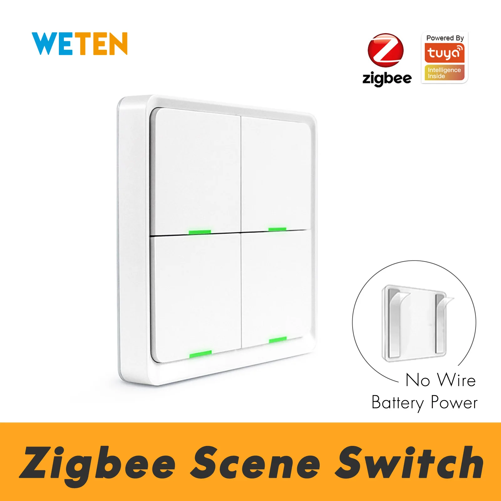 Tuya Smart ZigBee Smart Switch 4 Gang Scene Switch, for Tuya Smart Life Zigbee Wifi Device, Support Zigbee2mqtt Smartthings