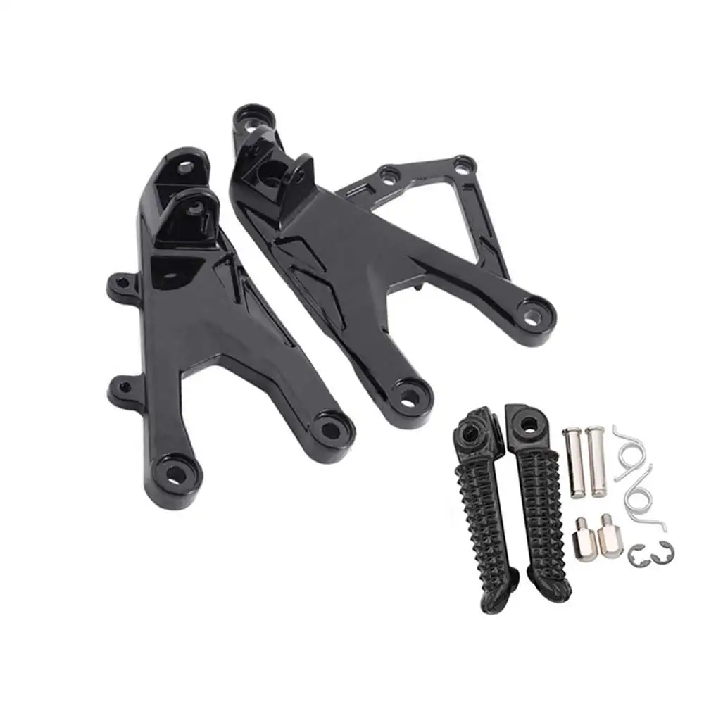 Motorcycle Black Front Rider Foot Pegs Footrest Bracket Fit For Yamaha YZF R1 R1S R1M 2015-2025