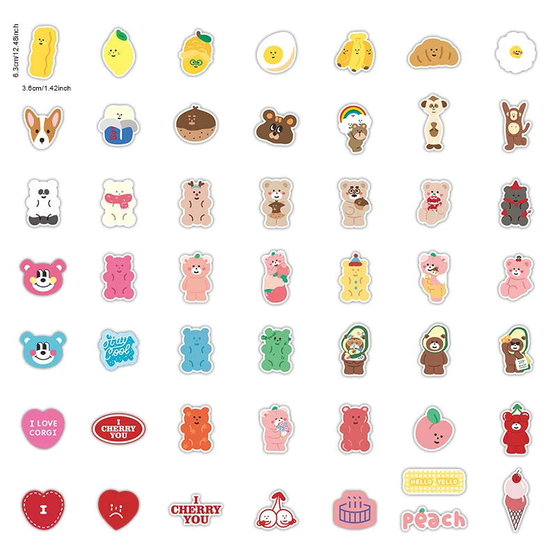 10/30/50/100pcs Cartoon Stationery Bear Sticker Waterproof Skateboard Motorcycle Guitar Luggage Laptop Bicycle Sticker Kids Toys