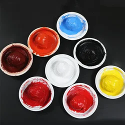 30g Inkpad With Round Ceramic Box White Black Yellow Blue Dark Red Ink Pad Calligraphy Painiting Name Stamp Seals Cinnabar Pad