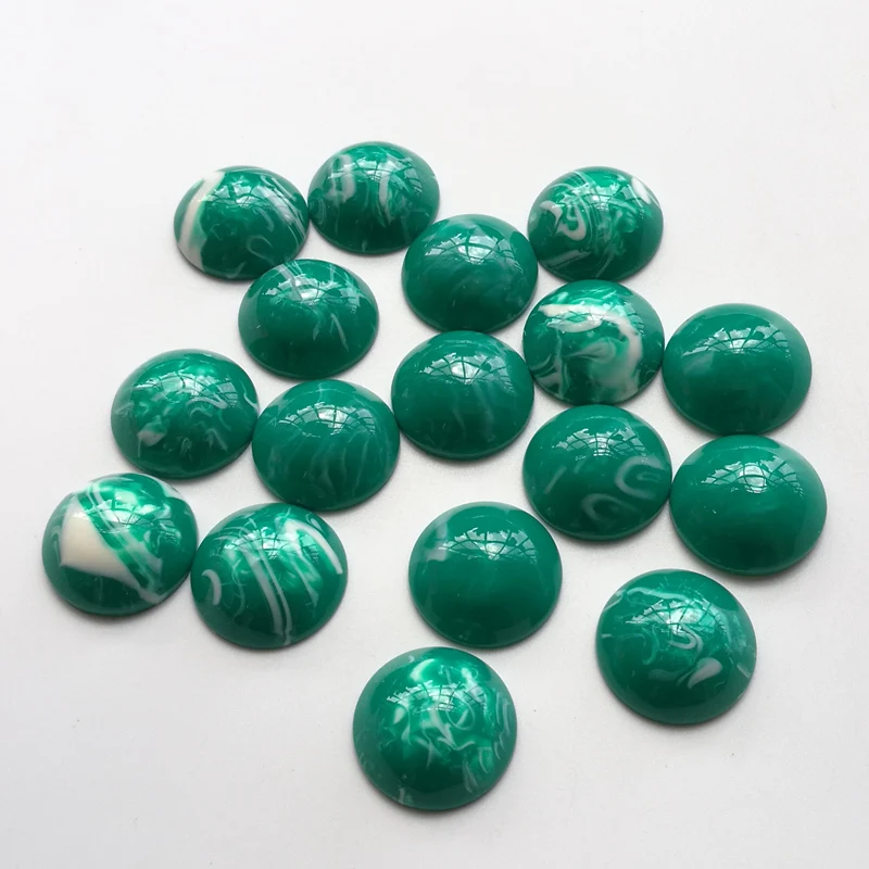 80 Pcs/lot 25mm Round  Green white  Resin Stone Cabochon Domes Flat back beads DIY Jewelry Finding Cameo Pendant