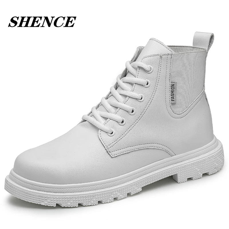 Unisex White Ankle Boots Women Black Platform Short Boots Female 2021 New Gothic Punk PU Leather Boots Men Shoes Big Size 35-46