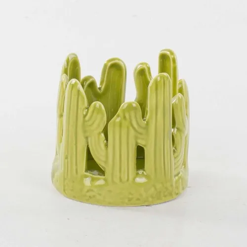 Euro Flora Light Green Cactus Candle Holder 8 X8,5 Cm