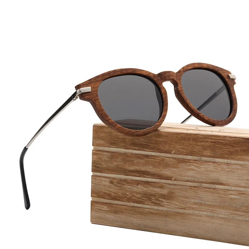 

Rosewood Sunglasses Men Women 2020 Polarized Round Shades Travel Wood Sun Glasses Vintage Metal Leg Eyeglasses Brand Design