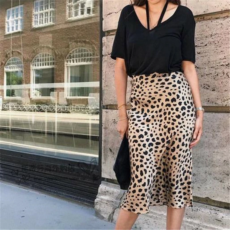 Ladies Fashion Skirt Leopard Print Style High Waist  Comfortable Breathable Skin Friendly Dress