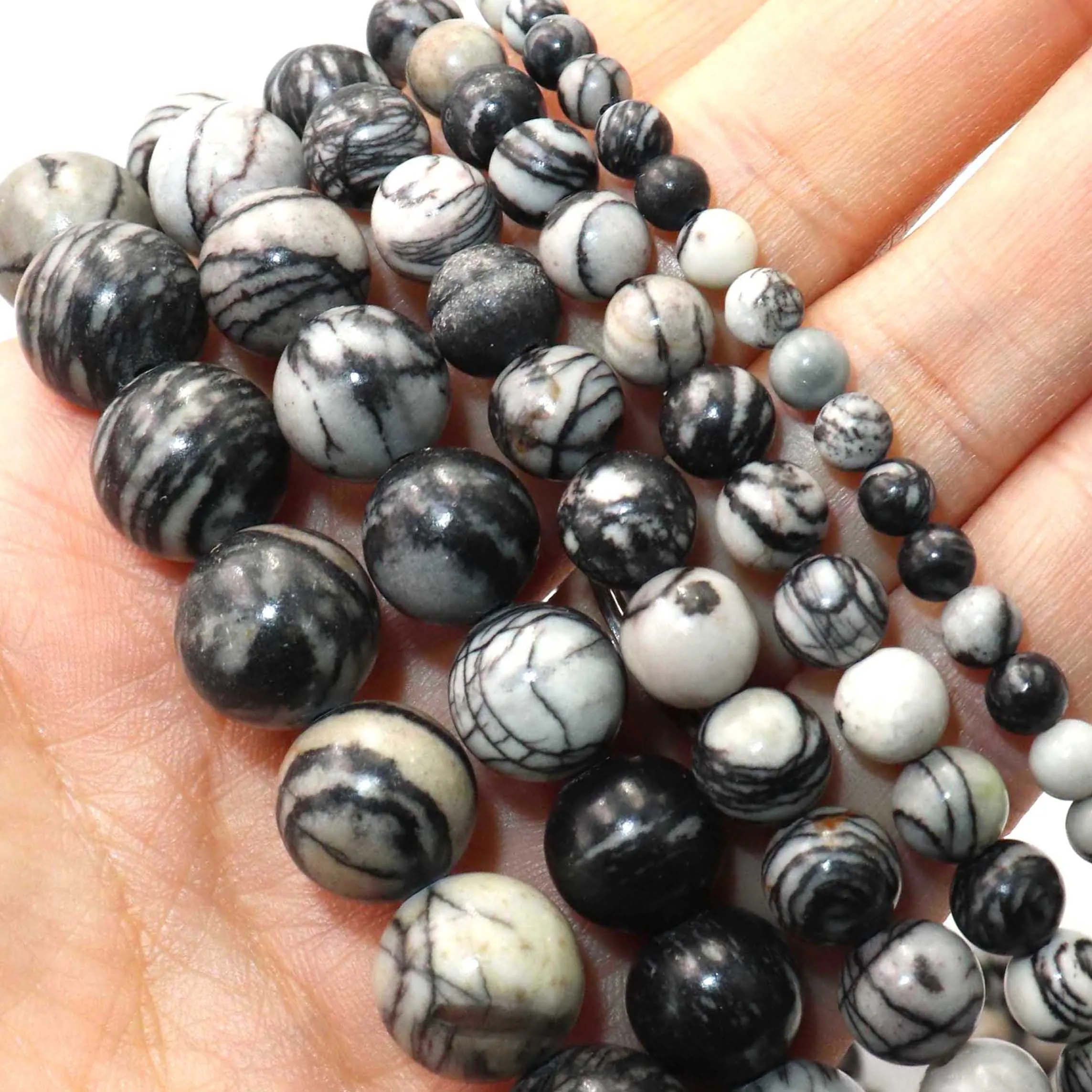 Natural Network Stone Loose Spacer Bead For Jewelry Making Charm DIY Bracelet Necklace Accessories Material 4 6 8 10 12mm