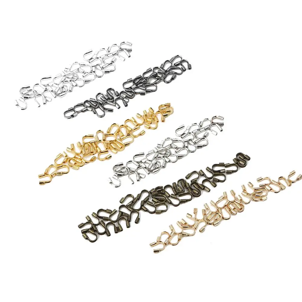 100pcs/lot 4x4mm U Shape Accessories Clasps Connector End Buckles For Jewelry Making Wire Protectors Wire Guard Protector Loops