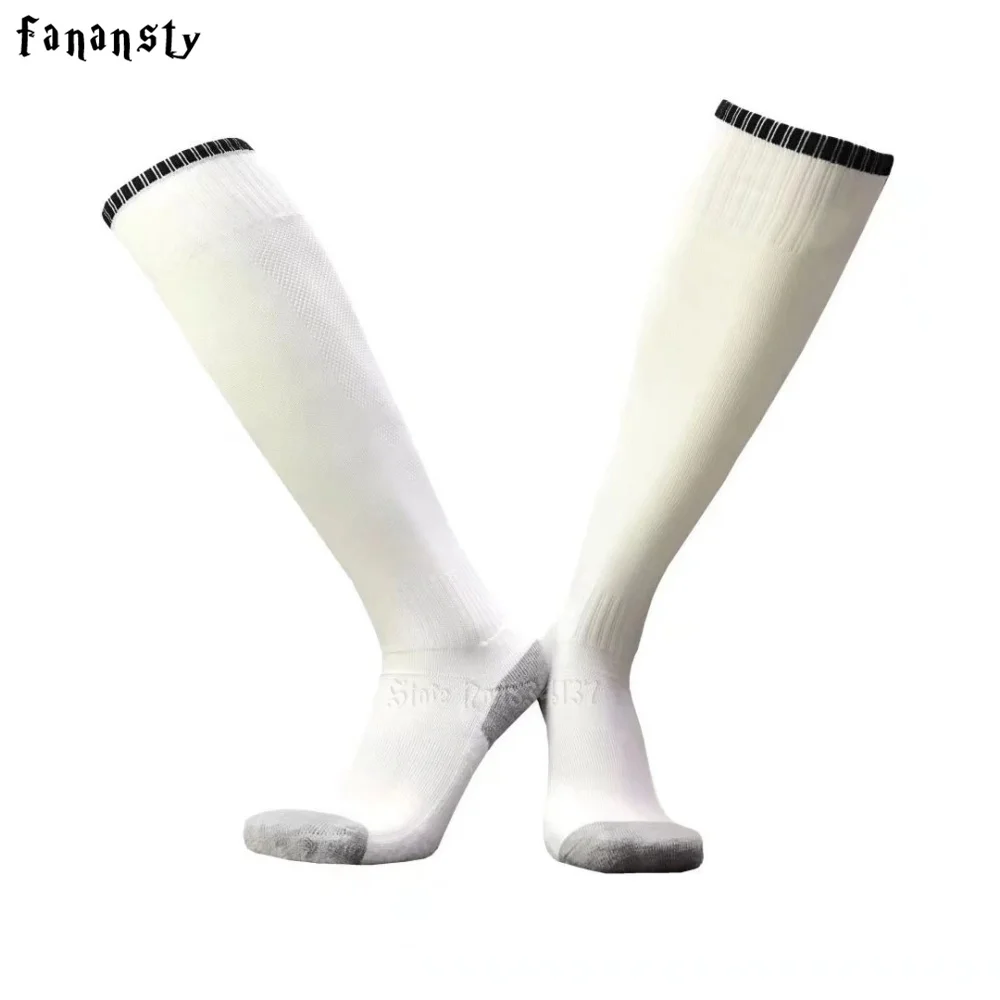 Men Soccer Socks Women Cheap Sports Socks Soccer Stocking Running Breathable Cotton Knee-High Football Socks Sock Pair White Red