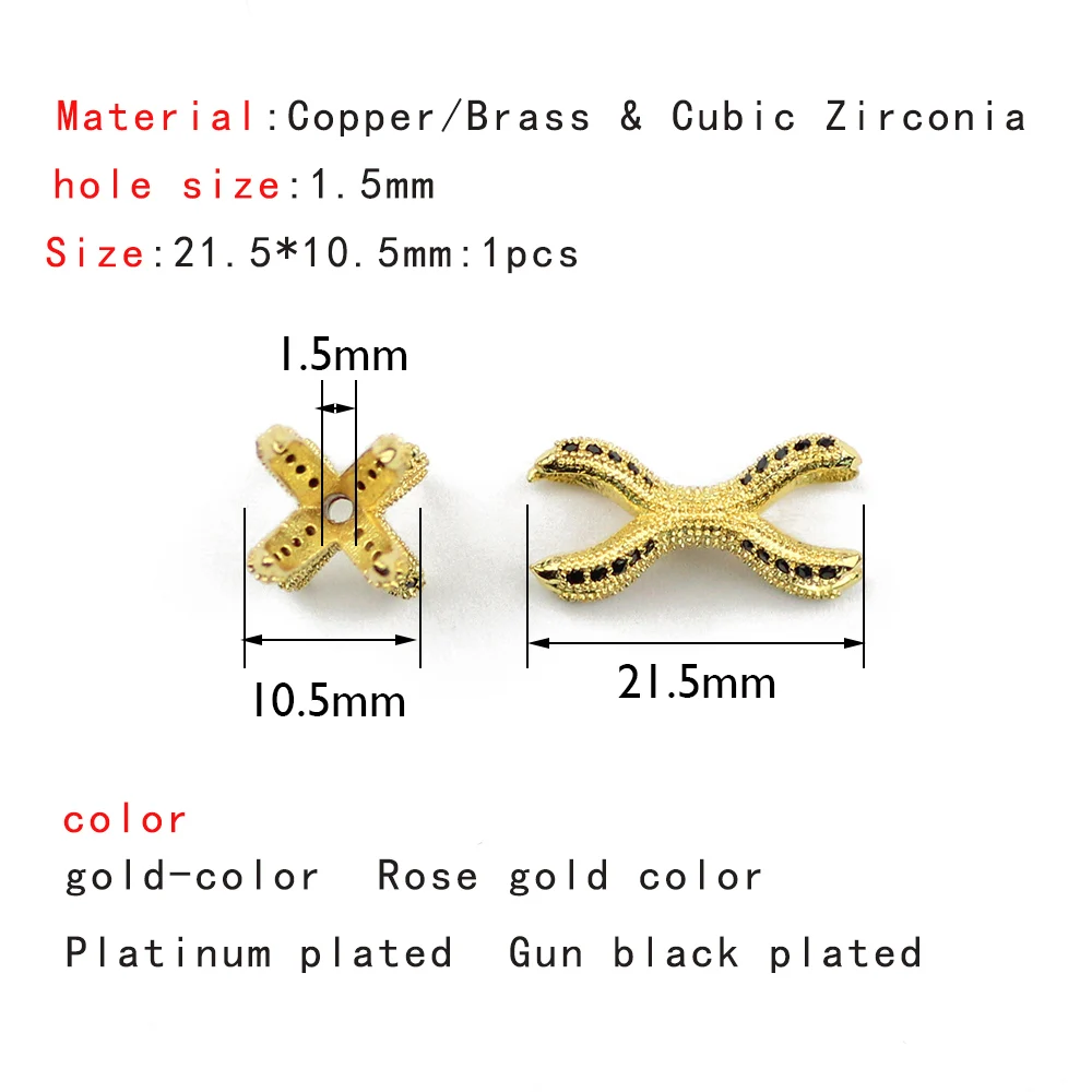 YHBZRET Black zircon Double Claws Pendant Copper Spacer beads Pave CZ Charms Loose beads Jewelry making bracelets DIY Findings
