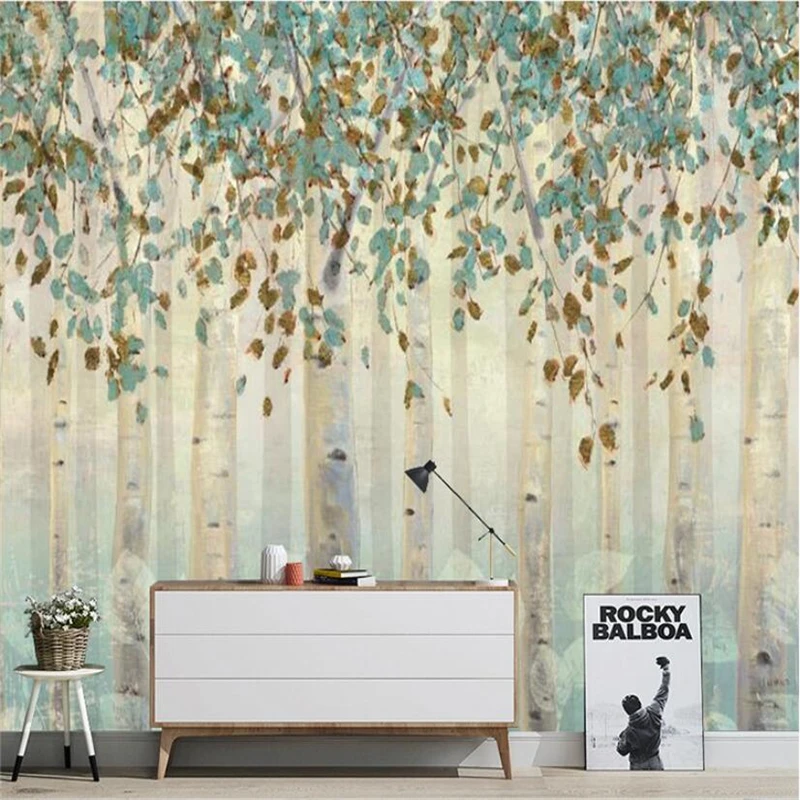 

beibehang Nordic abstract birch forest landscape wallpapers living room TV background wallpaper sofa custom mural wall covering