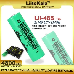 1-10PCS LiitoKala Lii-48S 3.7V 4800mAh 21700 Battery 9.6A Power 2C Rate Discharge Lithium Battery For Flashlight (NO PCB)