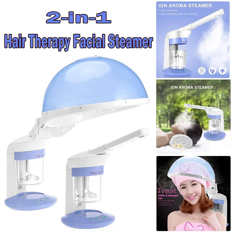 2-in-1 Facial Steamer Hair Therapy Steamer Salon Home Ozone Steaming Ion Sparyer Skin Beauty Care Machine for Home Salon Beauty