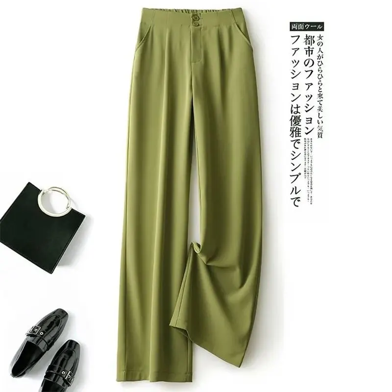 High waist draped chiffon wide-leg pants women's loose size 2021 spring and summer new fashion loose straight casual suit pants