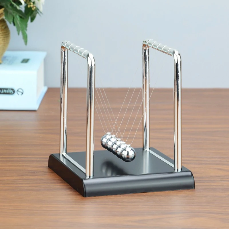 Portable Newtons Cradle Balance Metal Ball Science Physic Toy Fingertip Fidget Swinging Ball Toy for Desktop Anti-stress D5QA