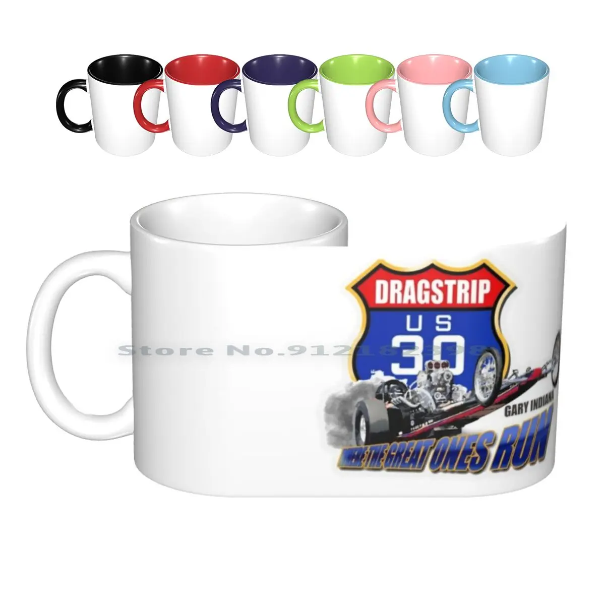 Us 30 Dragstrip Ceramic Mugs Coffee Cups Milk Tea Mug Dragstrip Dragster Racing Drag Racing Automotive Indiana Retro Throwback