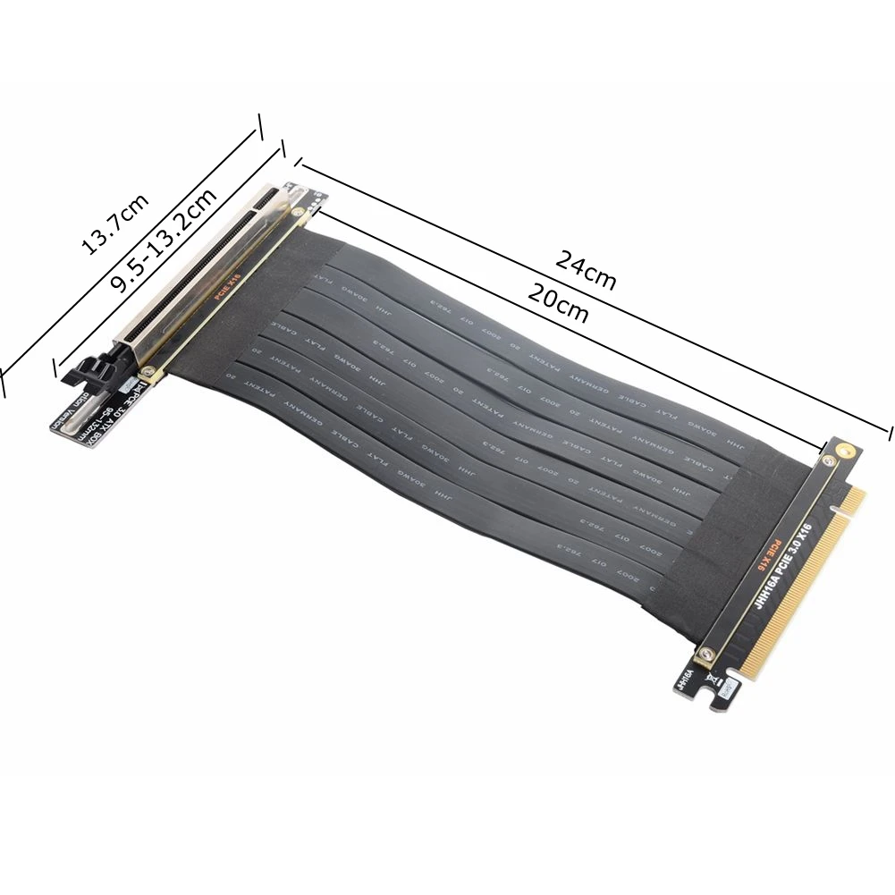 Cabo de Extensão para Placa Gráfica Gen3, Cabo Riser Vertical, GPU, PCI-E, X16, 3.0, Velocidade Total, Estável, Chassi ATX, Placa de Vídeo 90 Graus, Novo