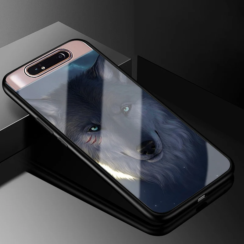 For Samsung Galaxy A80 Case Hard PC Glass Phone Case Black TPU Bumper Cover for Samsung A80 Galaxy A80 A 80 2019 Cover A805