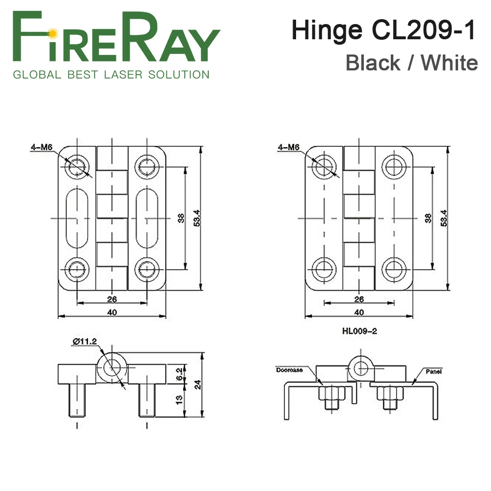 FireRay-cubierta de bisagra, piezas mecánicas para máquina de grabado y corte láser Co2, piezas de bricolaje de Metal