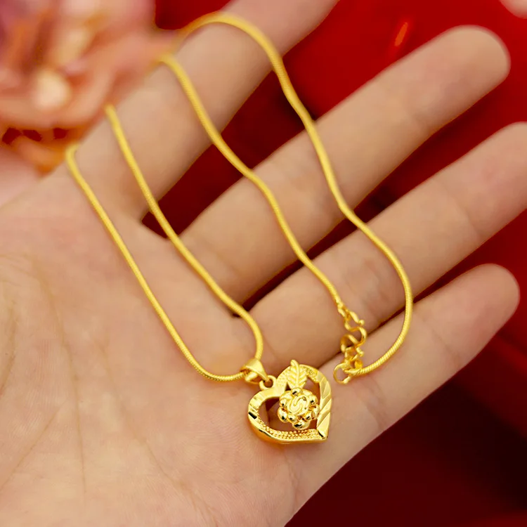 CLASSIC WOMEN'S WEDDING ENGAGEMENT JEWELRY 18K GOLD NECKLACE PENDANT NECKLACES ELEGANT FLOWER CLAVICLE CHAIN NECKLACE FEMALE