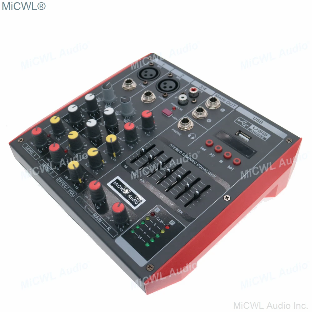 MG4 MiCWL Portable Bluetooth 4 Channel Audio Mixer Sound Mixing Console for Studio Stage Microphone USB 48V EQ