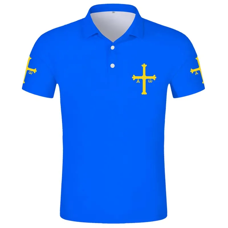 Asturies Polo Shirt Free Custom Made  Oviedo Gijon Polo Shirt Print Flag Word Mieres Langreo Spain Spanish D'asturies Clothing