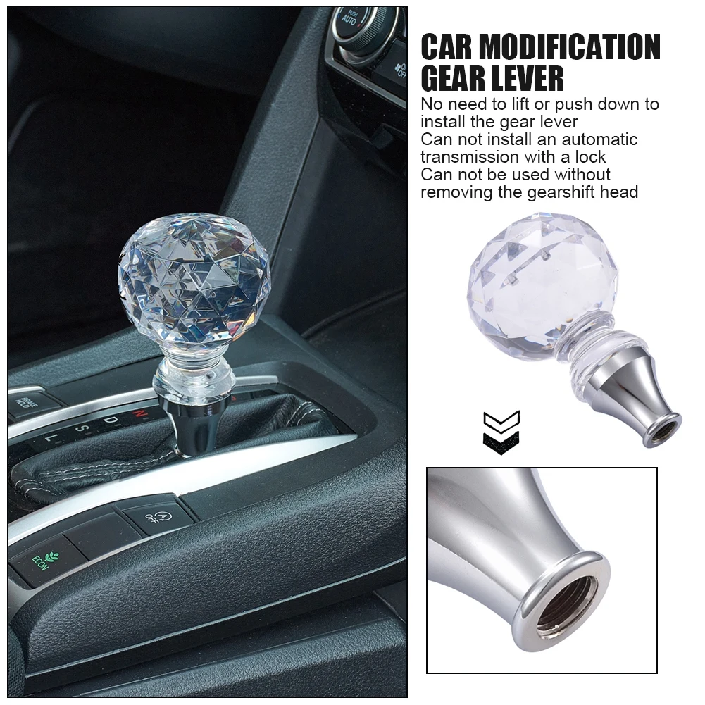 Crystal Diamond Style Manual Automatic Gear Stick Shifter Acrylic Shifter Knob Car Shift Lever Fit for Most Transmission Vehicle