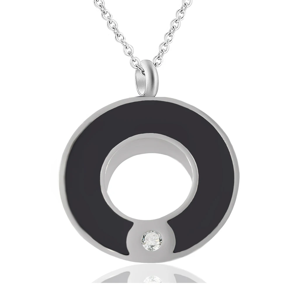 New Stainless Steel Crystal Circle Round Pendant Necklace Cremation Memorial Ashes Urn Keepsake Jewelry Dropshipping