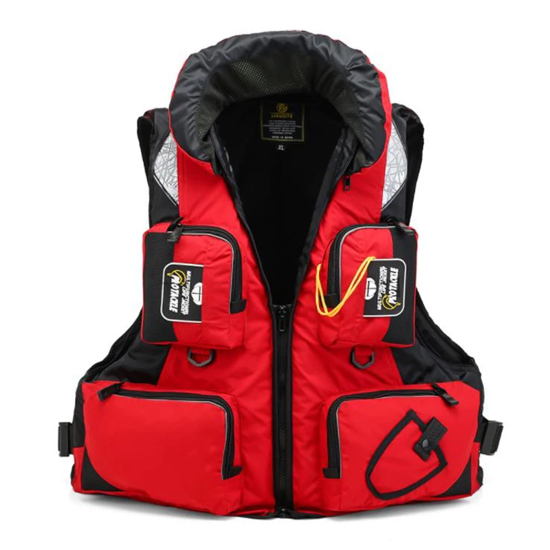 Outdoor Men Women Fishing Life Vest Breathable Safety Multi Pocket Waistcoat Boating Swimming Buoyancy Life Jacket