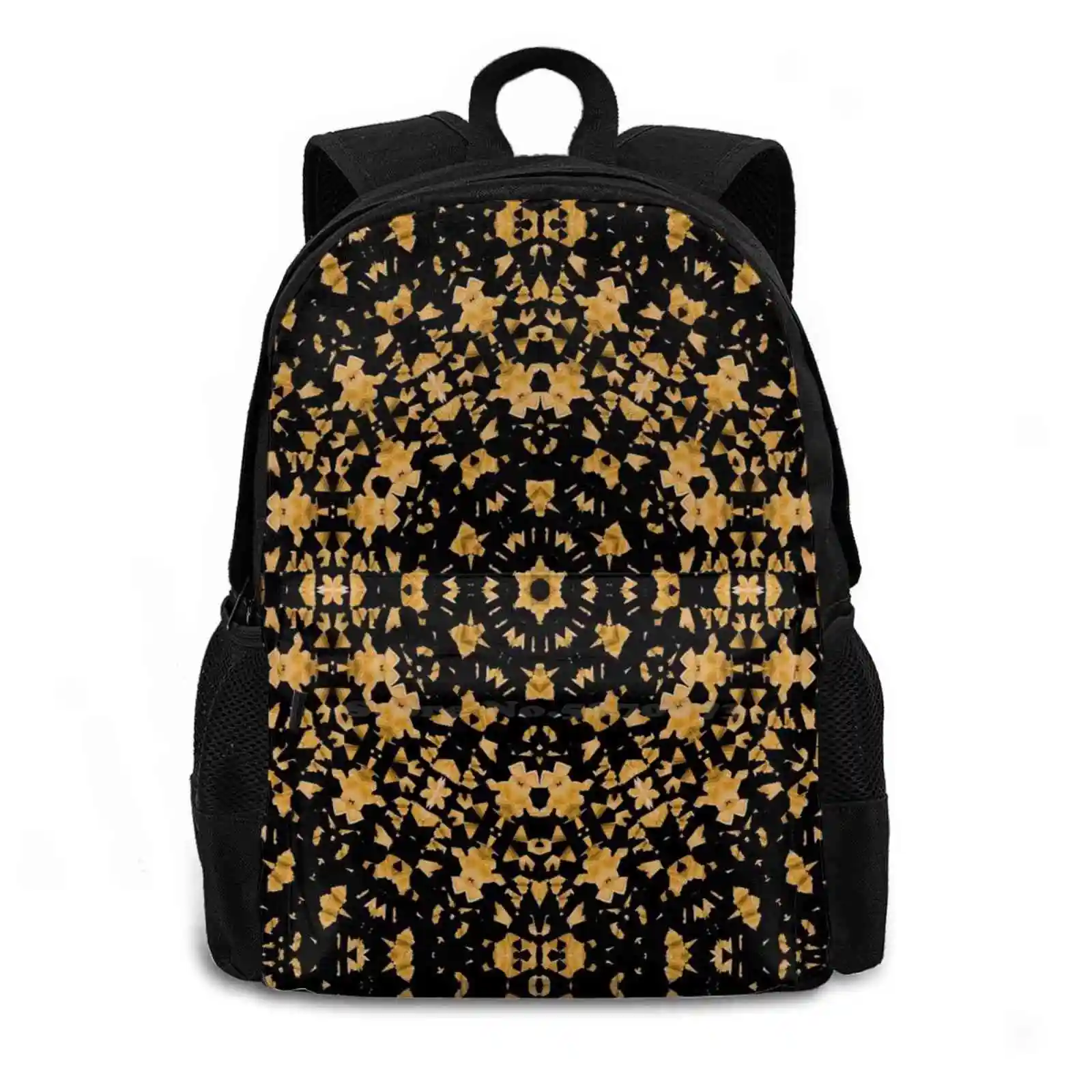 Flying Spring Golden Flower Patel Texture For Textile Print Travel Laptop Bagpack School Bags Pattern Texture Tile Gold Rug