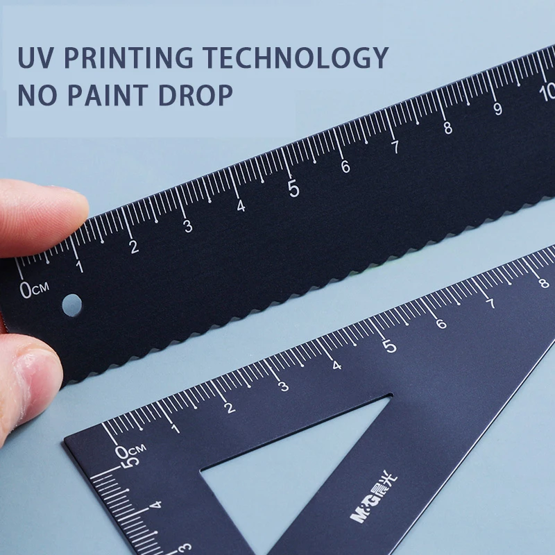 4Pcs/Set M&G Aluminium Ruler Set Metal/Plastic/Soft Geometry Maths Drawing Compass Stationery Rulers Mathematical for School