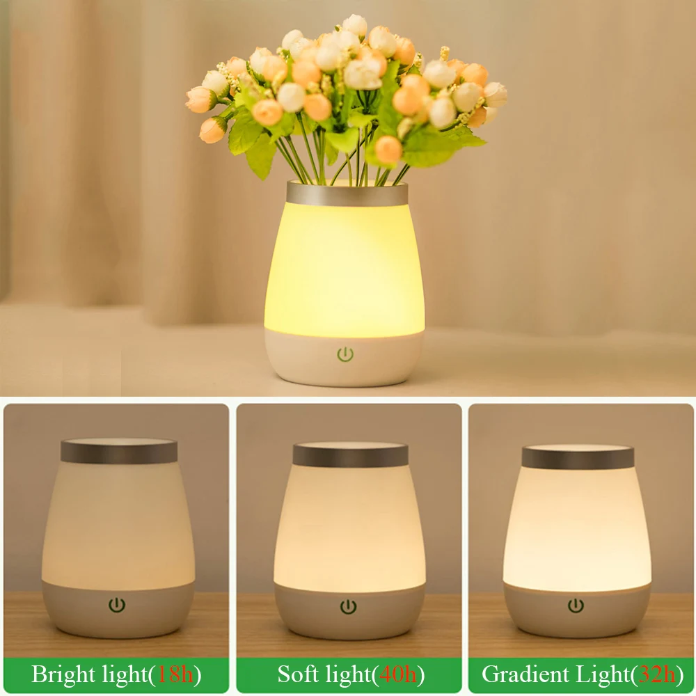 Creative White Vase LED Lamp Decor Bedside Warm Night Light Home Bedroom Girl Mother Valentines Gifts Atmosphere Table Lamps