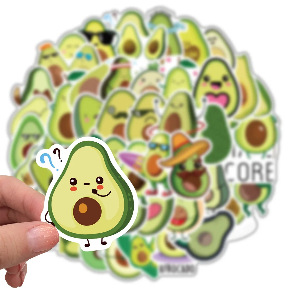 50pcs Cartoon Avocado Stickers For Notebooks Stationery Laptop Green Cute Sticker Aesthetic Scrapbooking Material Craft Supplies