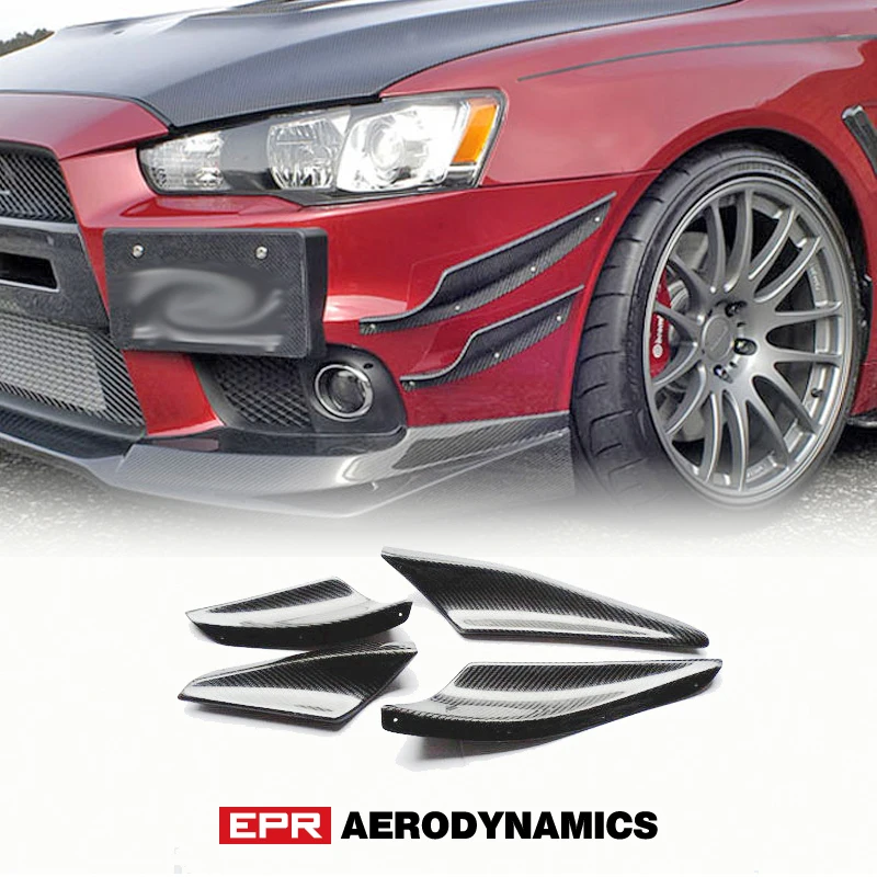 

Car Accessories For Mitsubishi Evolution X EVO 10 VRS Style Carbon Fiber Front Bumper Canard 4pcs Glossy Finish Splitter Lip Set