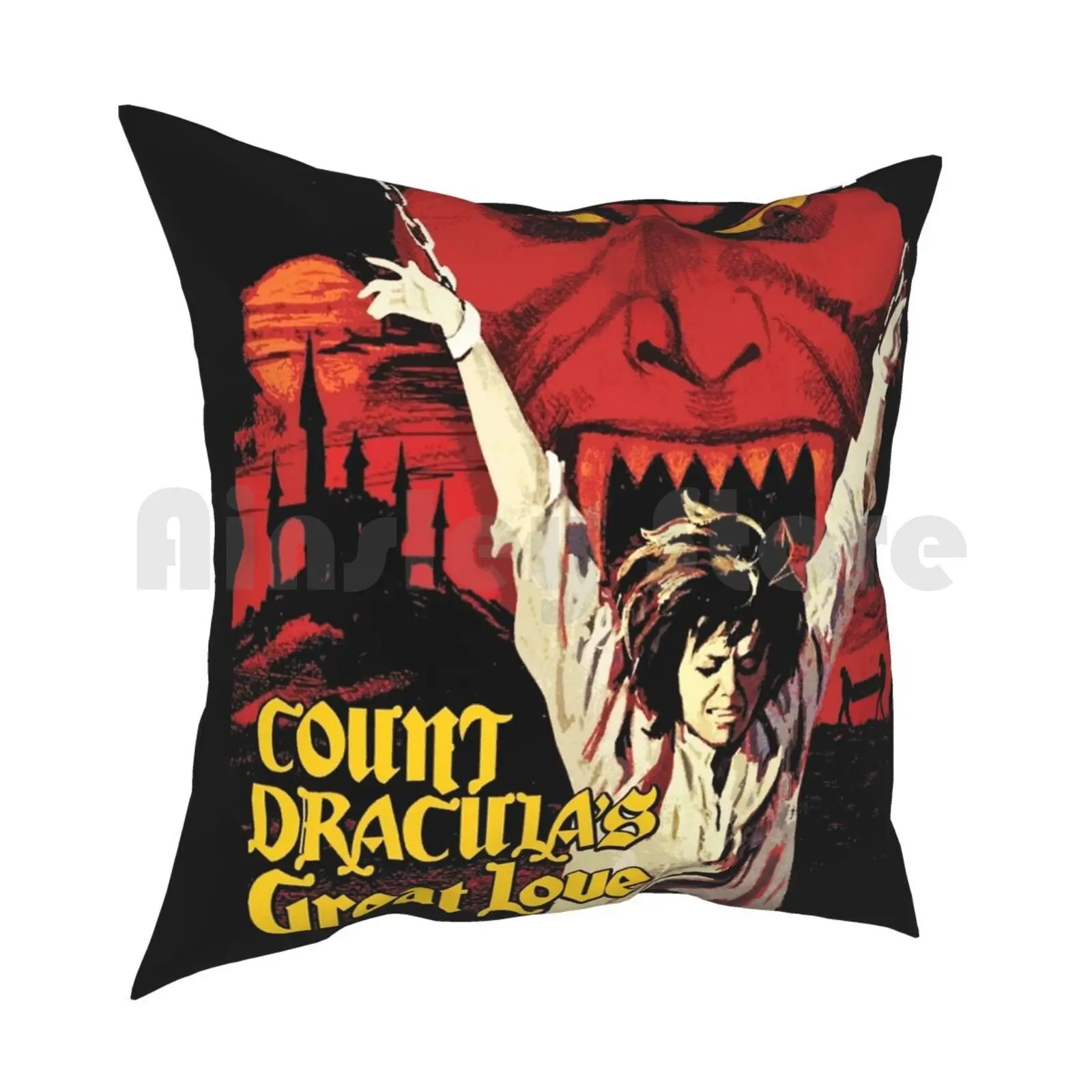 Count Dracula'S Great Love Pillow Case Printed Home Soft DIY Pillow cover Vintage Retro Horror Terror Horror Dracula