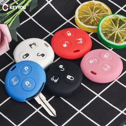 KEYYOU 3 Buttons Silicone Car Key Cover Fob Case For Mercedes Benz Smart City Roadster Fortwo Key Holder Cover Car Styling