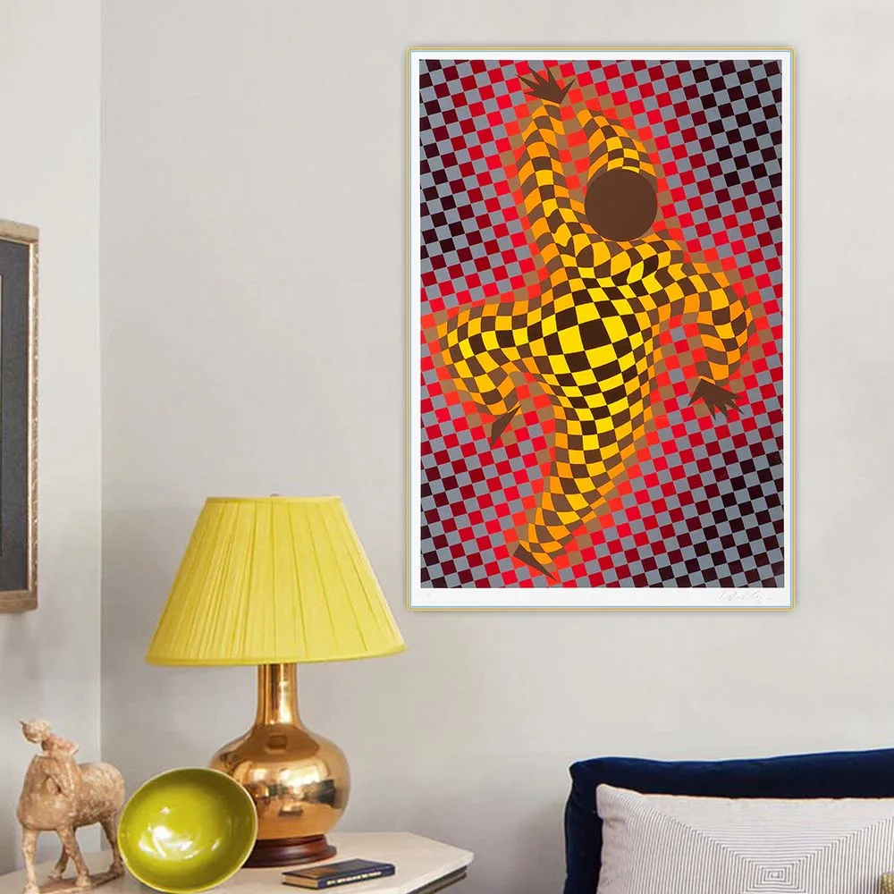 Harlequin by Victor Vasarely Optical Visual Art Canvas Oil Painting Aesthetics Picture Art Wall Hanging Decor Home Decoration