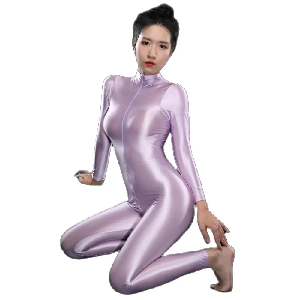 เซ็กซี่แขนยาวซิปเปิดCrotch Bodysuit Bodycon Jumpsuit Tights Body Sculpting Bodystocking Catsuit Teddies Leotard