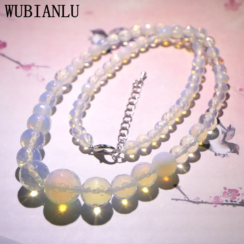 

Fashion Charm 6-14mm Natural Stone Faceted Opal Crystal Moonlight Necklace Women Choker Clavicle Chain Christmas Gift Jewelry