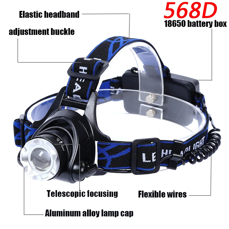 Headlamp Head Lamp Flashlight Headlight Led Bulbs Litwod Lithium Ion 5000lm 18650 Battery Front Light Recharge Bookable Zoom