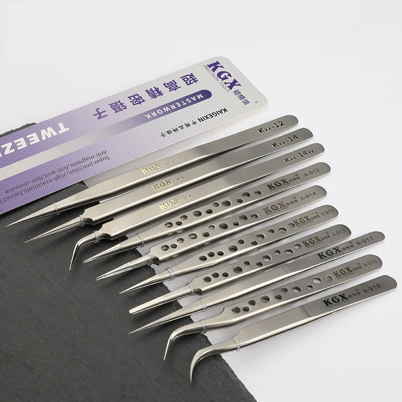 High Precision Stainless Steel Tweezers Industrial Electronics Curved Straight Forceps Mobile Phone Hand Repair Tools Tweezers