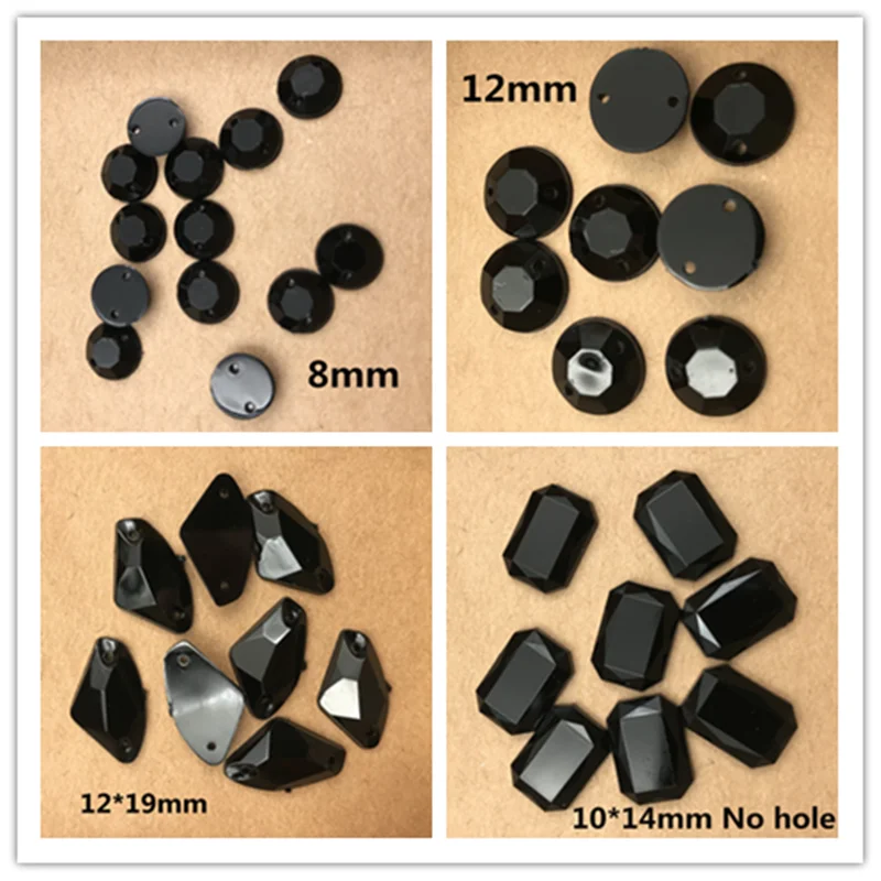 Various Shapes Black Acrylic Drill Hand Sewing Diamond Wedding Shoes DIY Jewelry Accessories Loose Bead Wedding Dress Dress