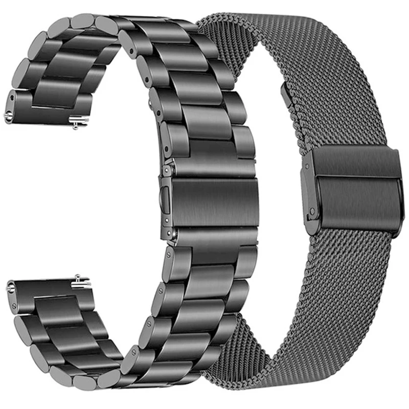 Pulseira de aço inoxidável para relógio huawei gt2 2 46mm 42mm, pulseira de metal para smart watch samsung galaxy watch 46mm 42mm